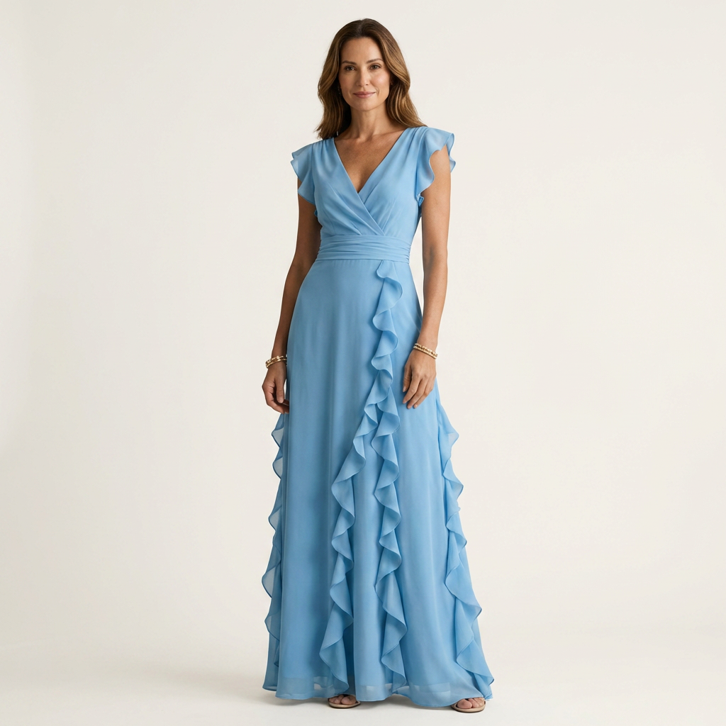Maxi Dress with Crossed V-Neck