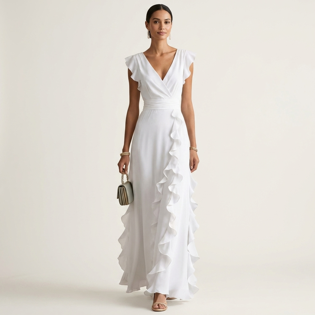 Maxi Dress with Crossed V-Neck