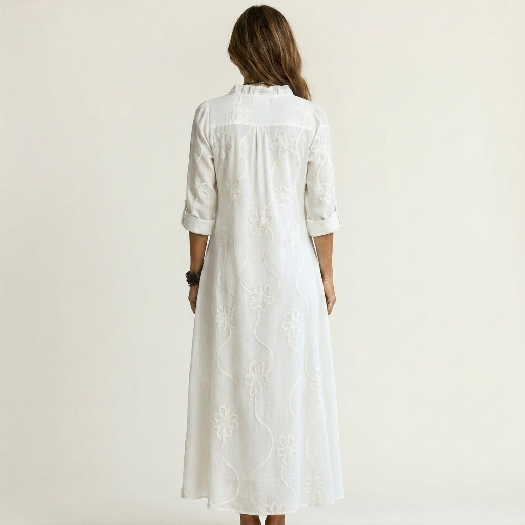 Maxi Embroidered Cotton-Linen Dress