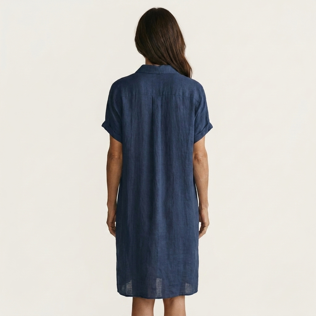 Midi Shirt Dress in Cotton-Linen
