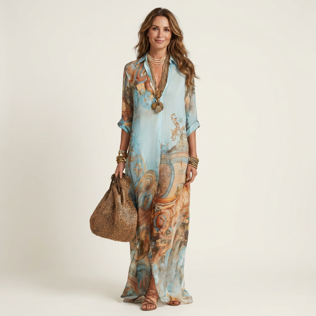 Maxi Shirt Dress in Silk