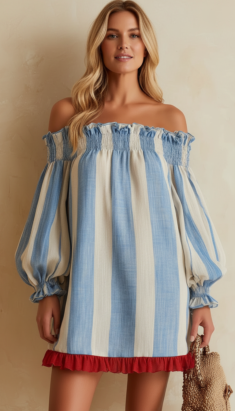 Ondine | Blue Striped Mini Dress