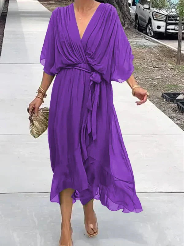 V-Neck Chiffon Dress
