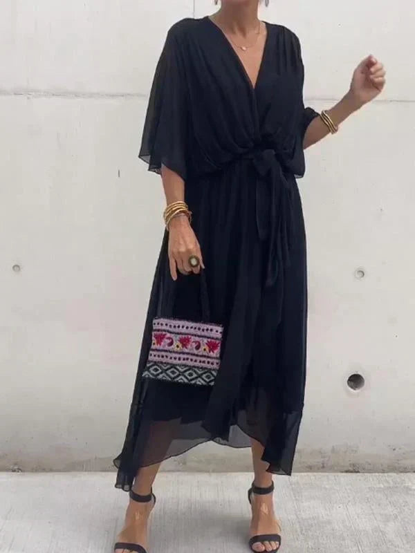 V-Neck Chiffon Dress