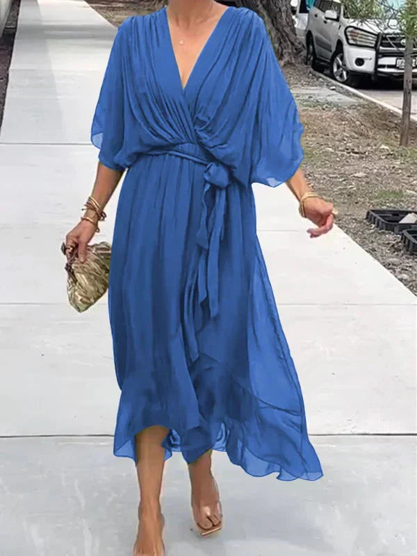 V-Neck Chiffon Dress
