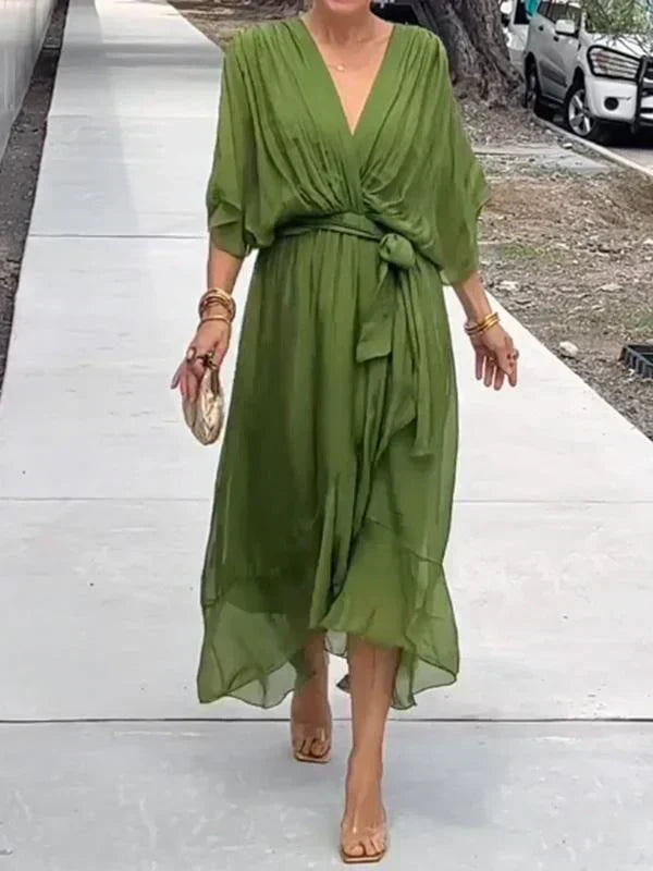 V-Neck Chiffon Dress