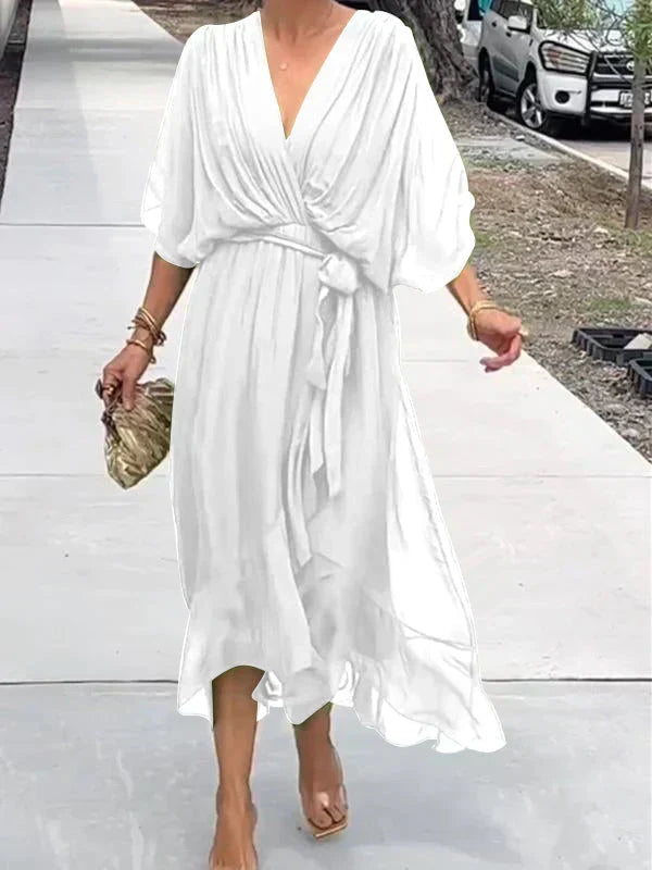 V-Neck Chiffon Dress