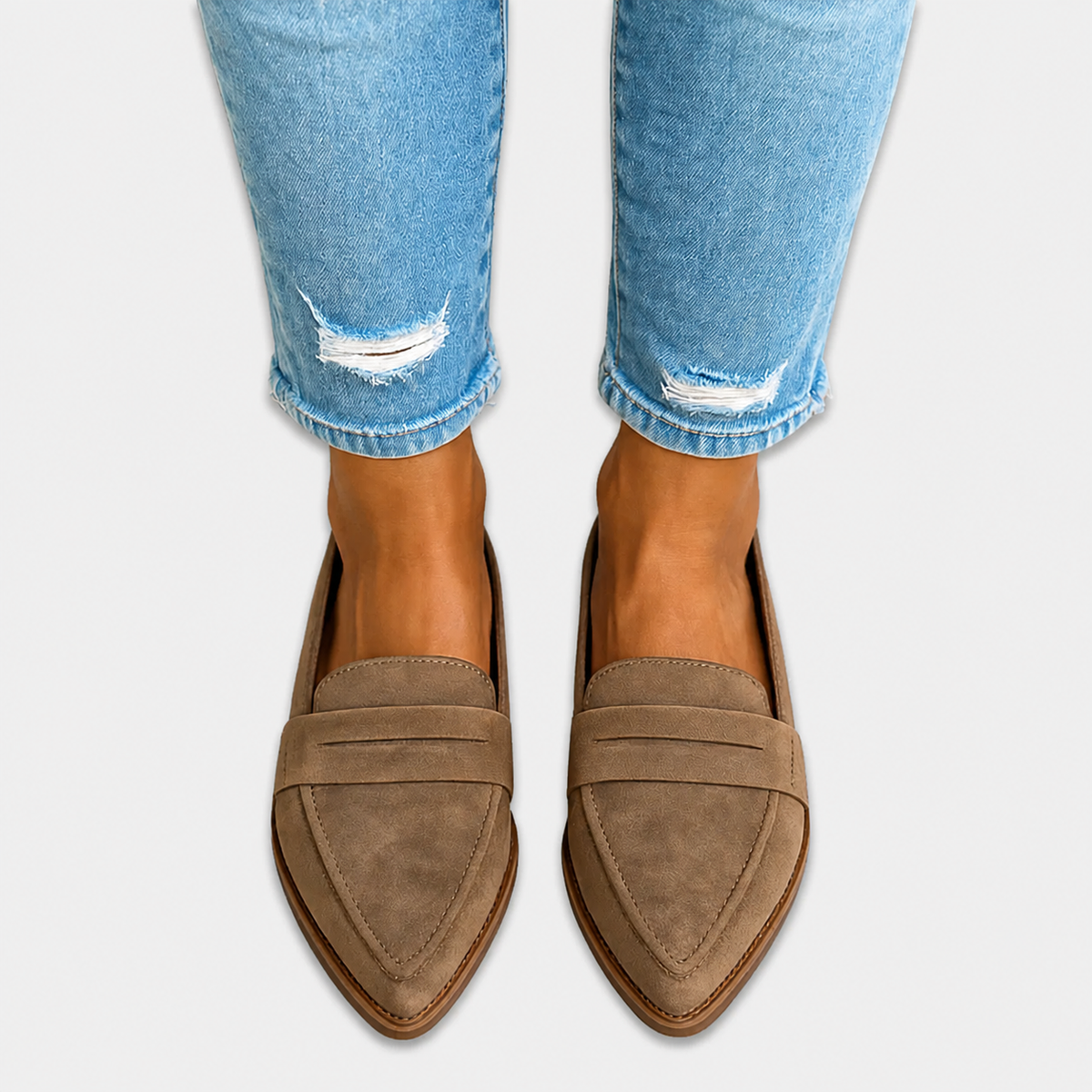 Irene Loafer — Pointed Toe Suede Effect