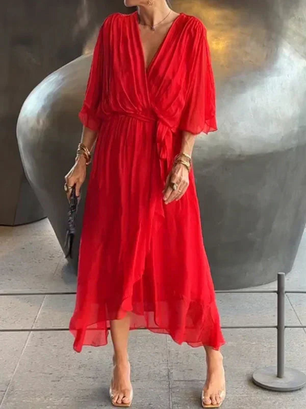 V-Neck Chiffon Dress