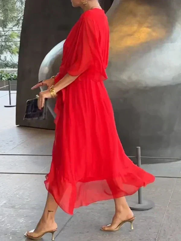 V-Neck Chiffon Dress