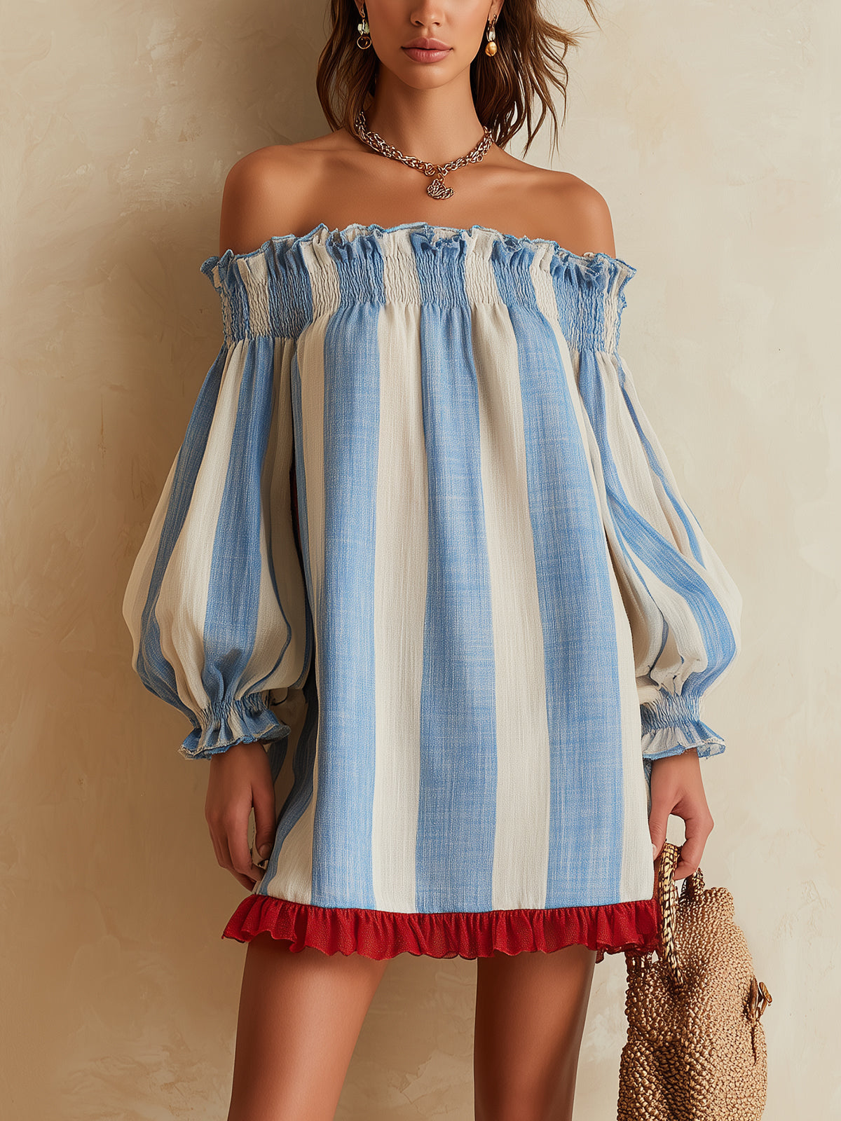Ondine | Blue Striped Mini Dress