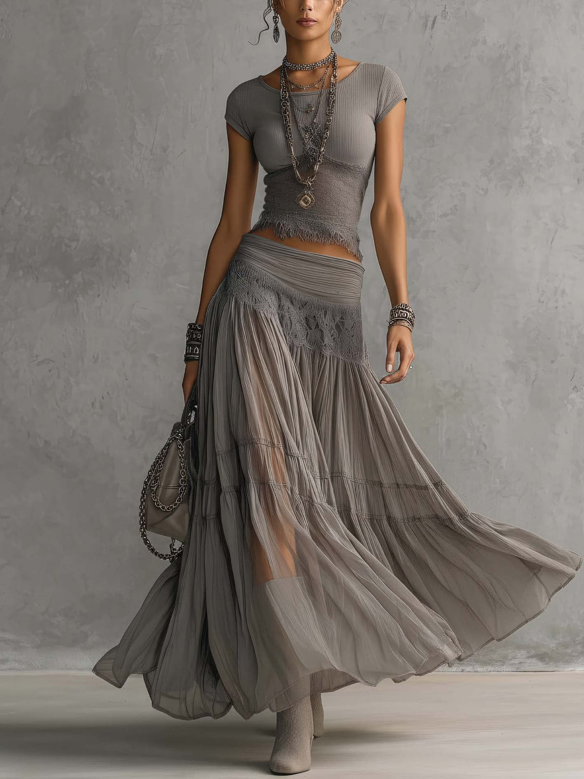 Rosalie | Chic Lace Two-Piece Maxi Ensemble