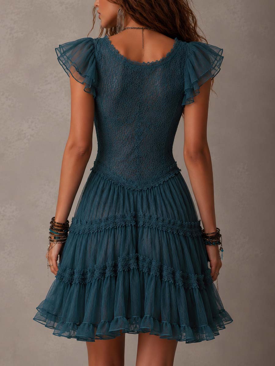 Delphine | Blue Lace Mini Dress
