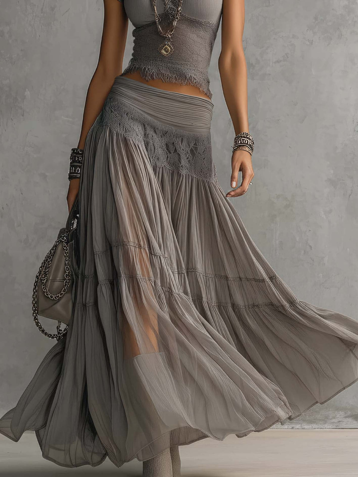 Rosalie | Chic Lace Two-Piece Maxi Ensemble