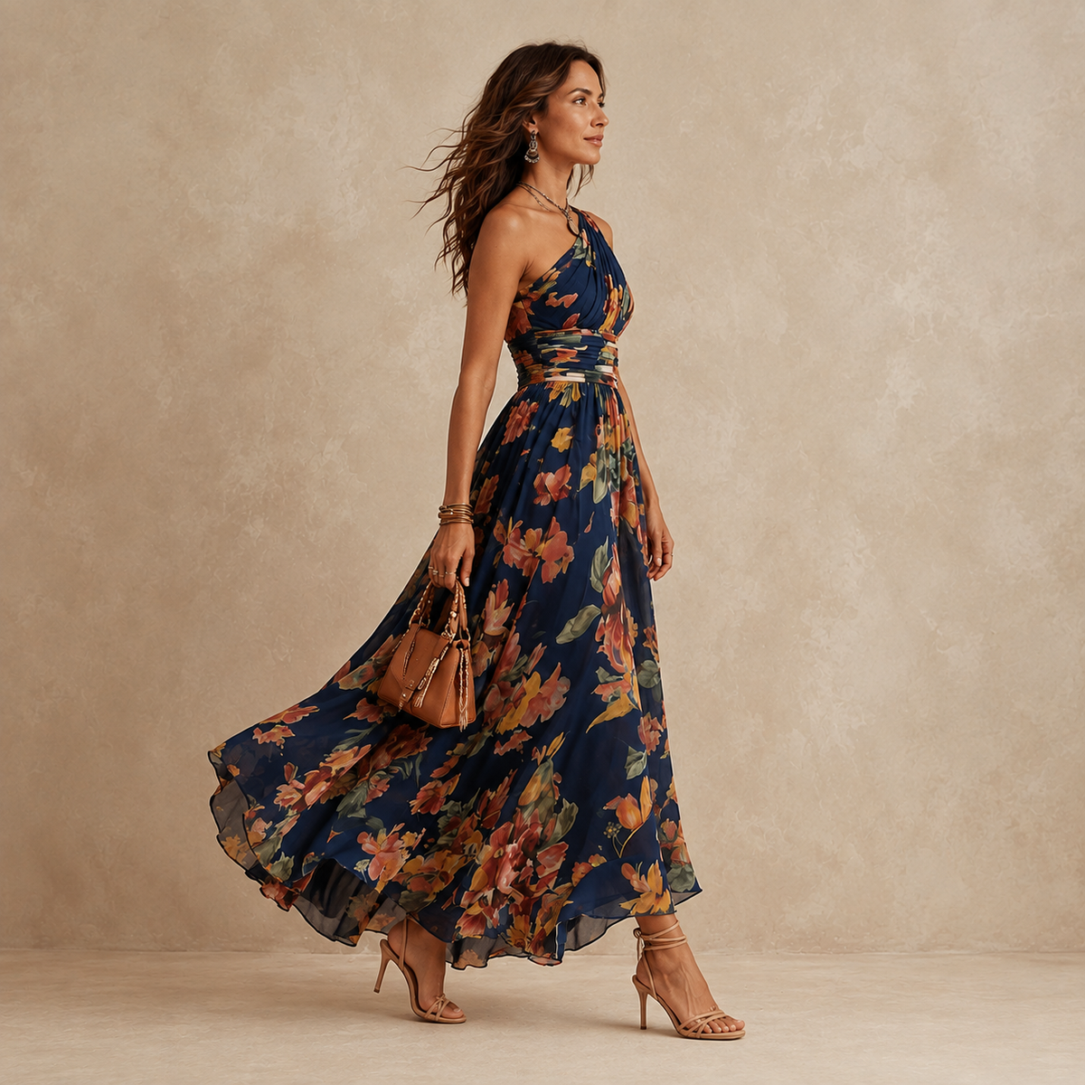 Celeste | One-Shoulder Maxi Dress with Flowers