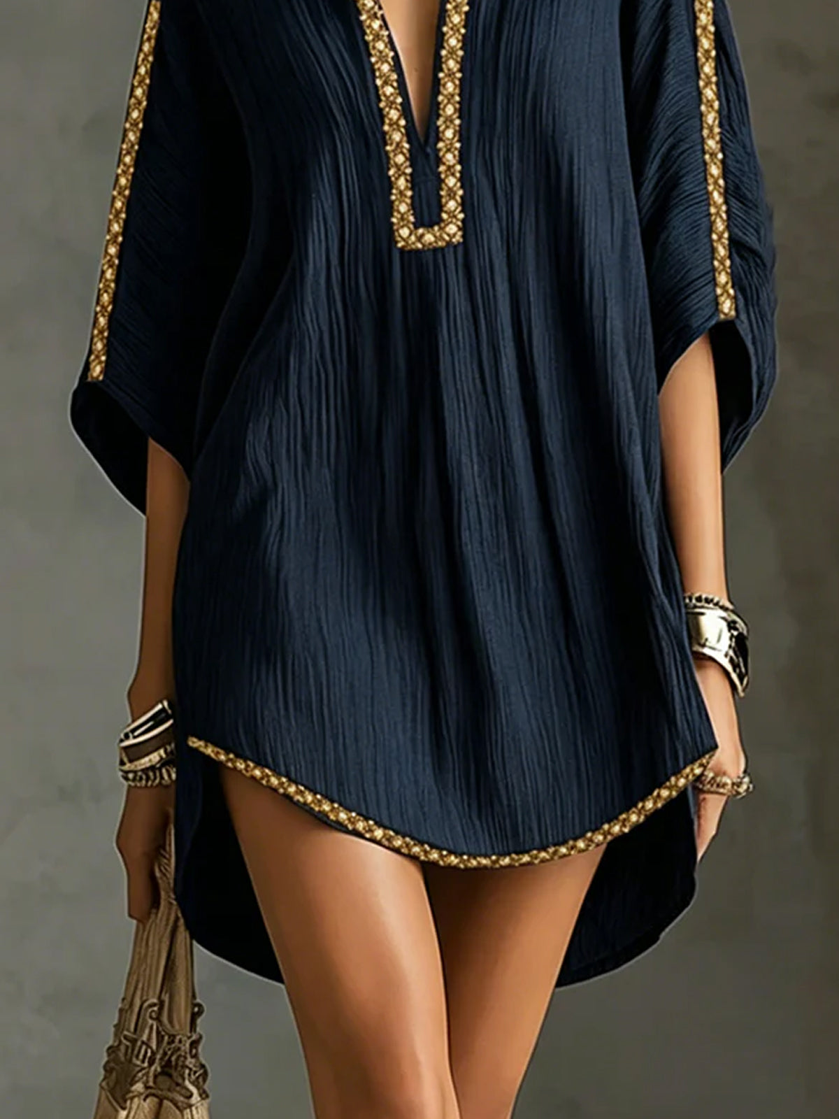 Mirella | Black Kaftan Mini Dress