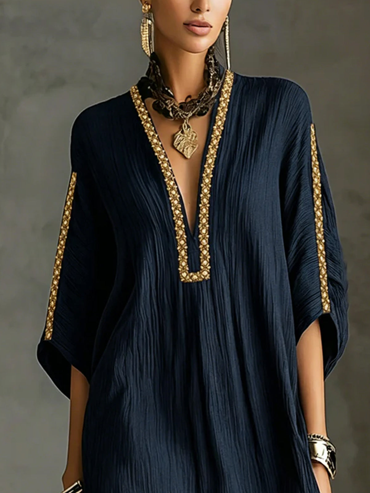 Mirella | Black Kaftan Mini Dress