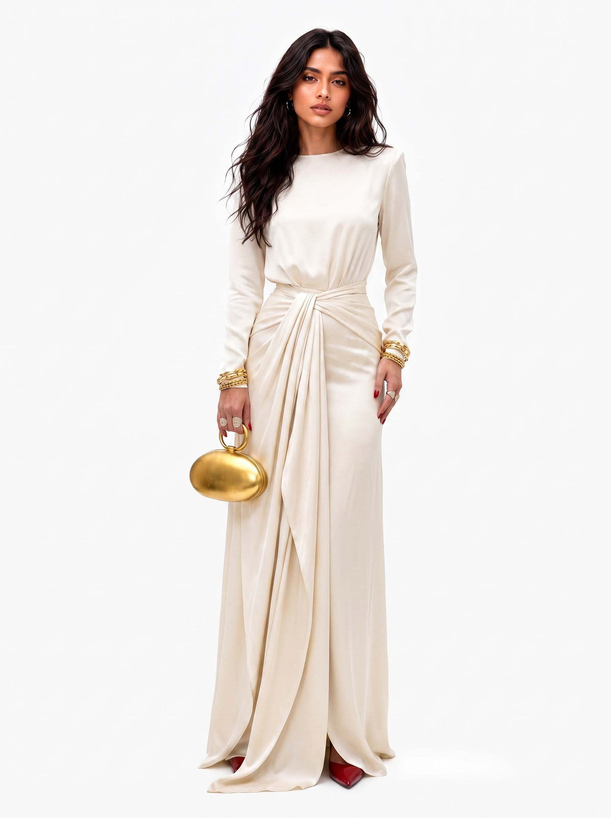Elegant Maxi Dress in Draped Satin