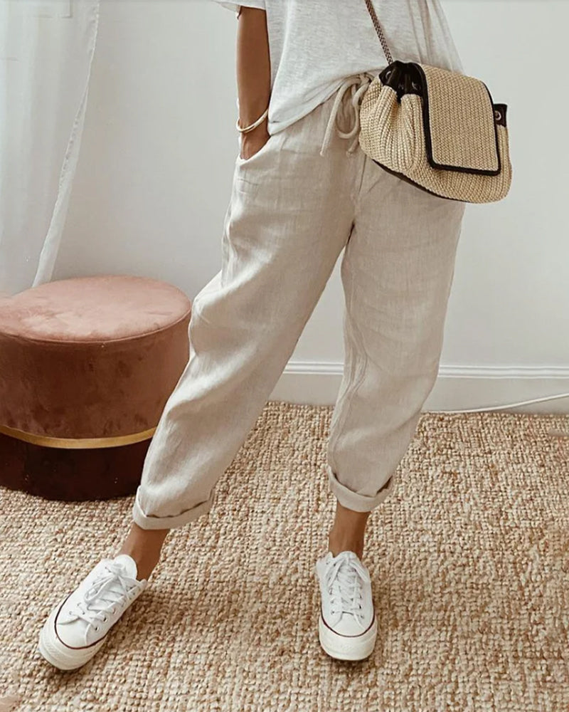 Elegant High-Waisted Casual Pants