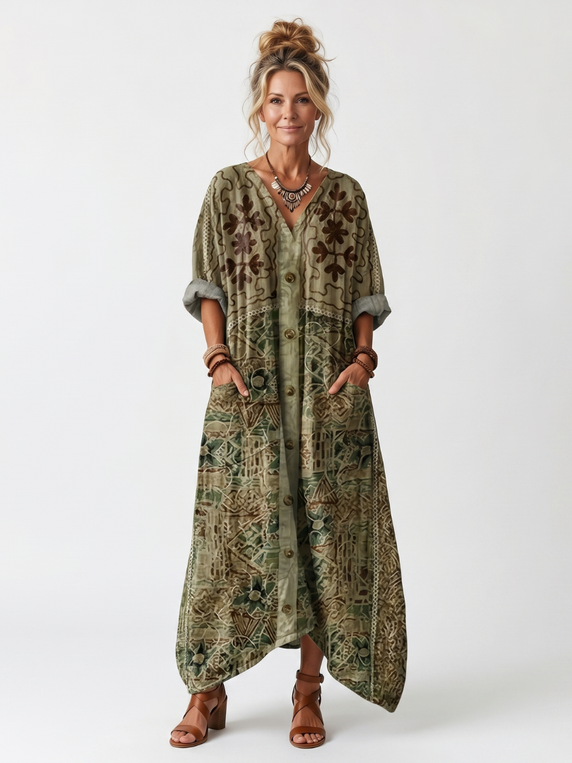 Aleta | Midi Button-Up Dress with Pockets