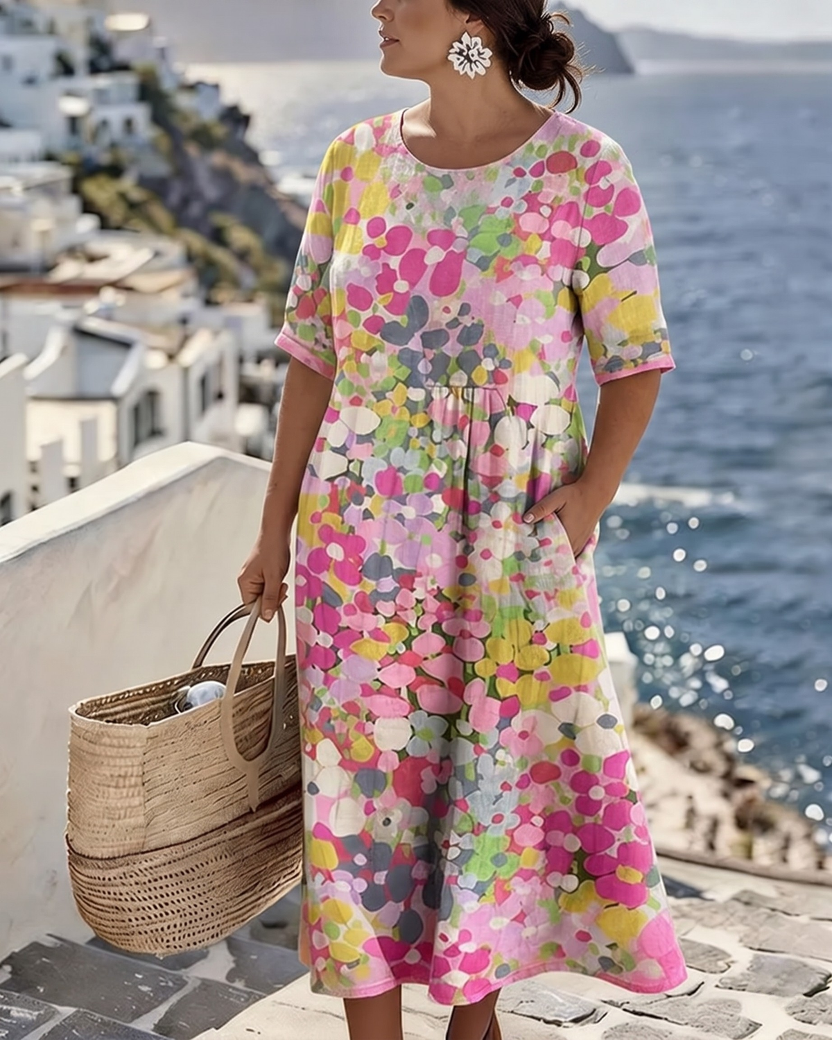 Elegant Floral Summer Midi Dress