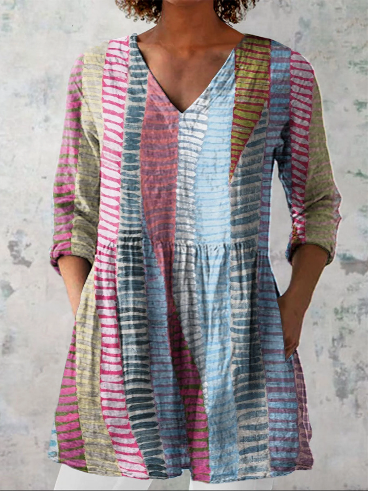 Long V-Neck Blouse