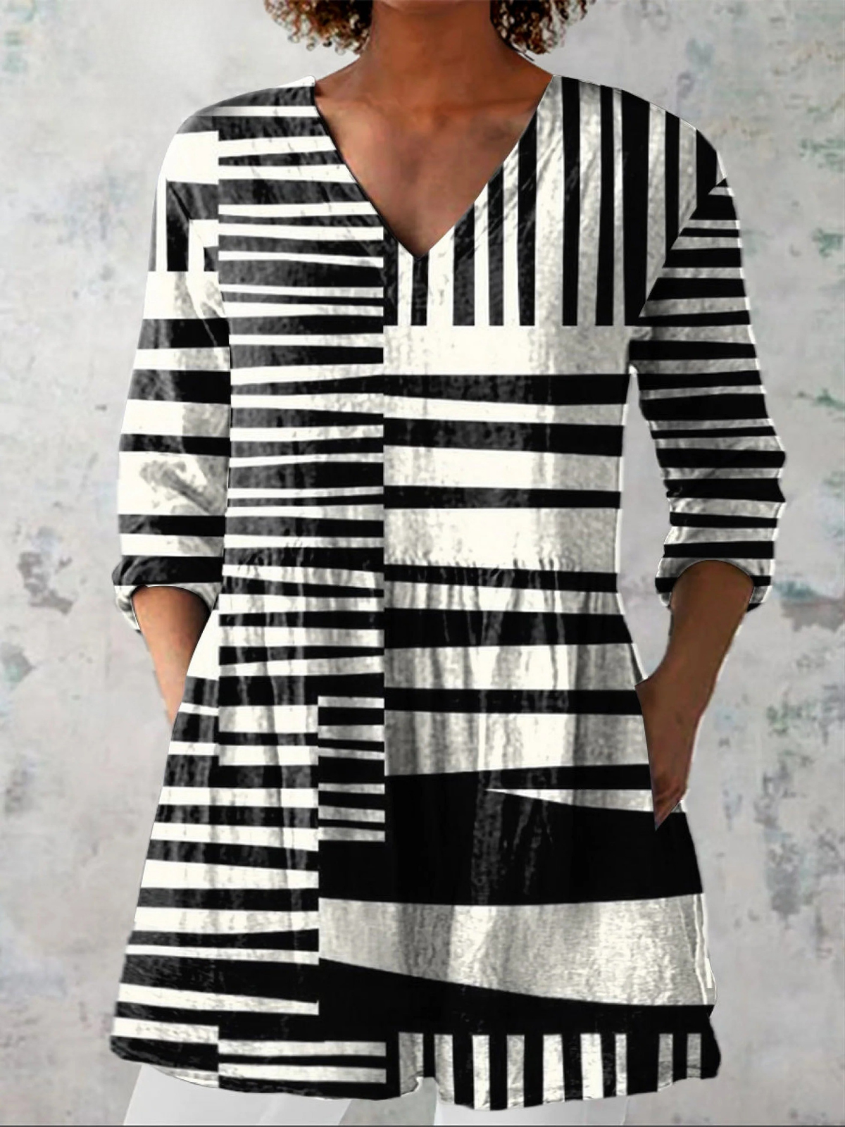 Long V-Neck Blouse