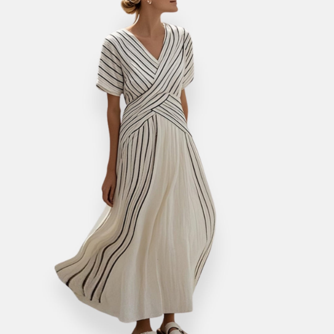 Flowing Dress with Elegant Stripes