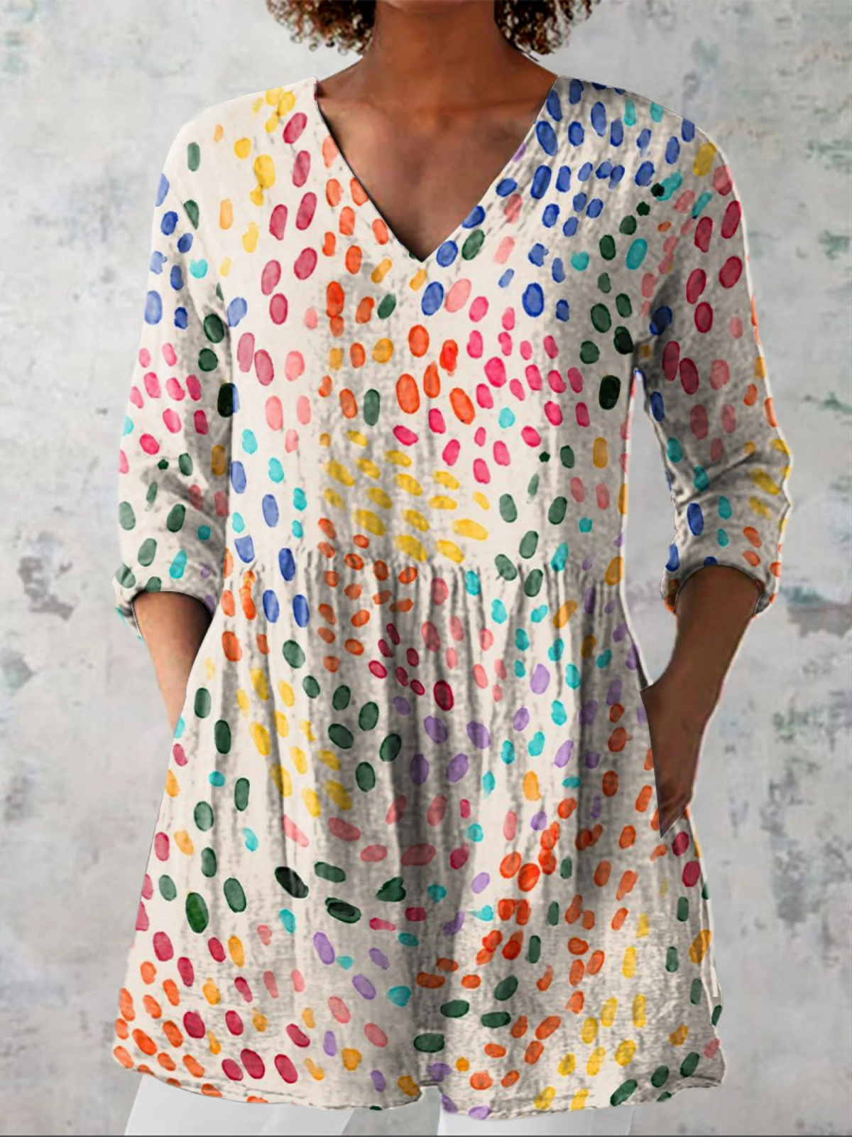 Long V-Neck Blouse