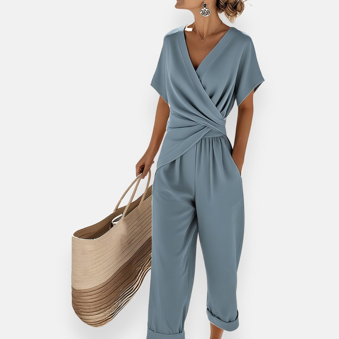 Draped Jumpsuit with Bow