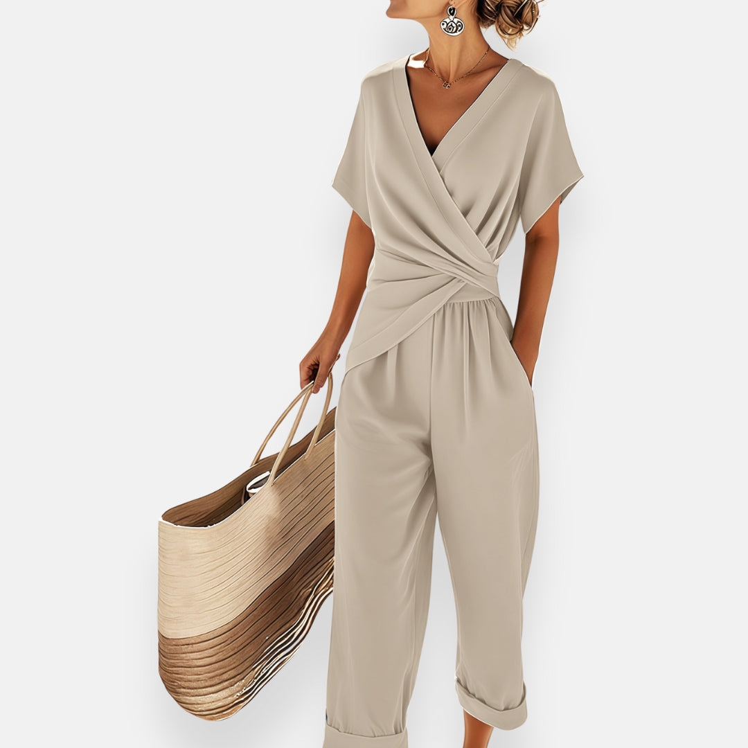 Draped Jumpsuit with Bow