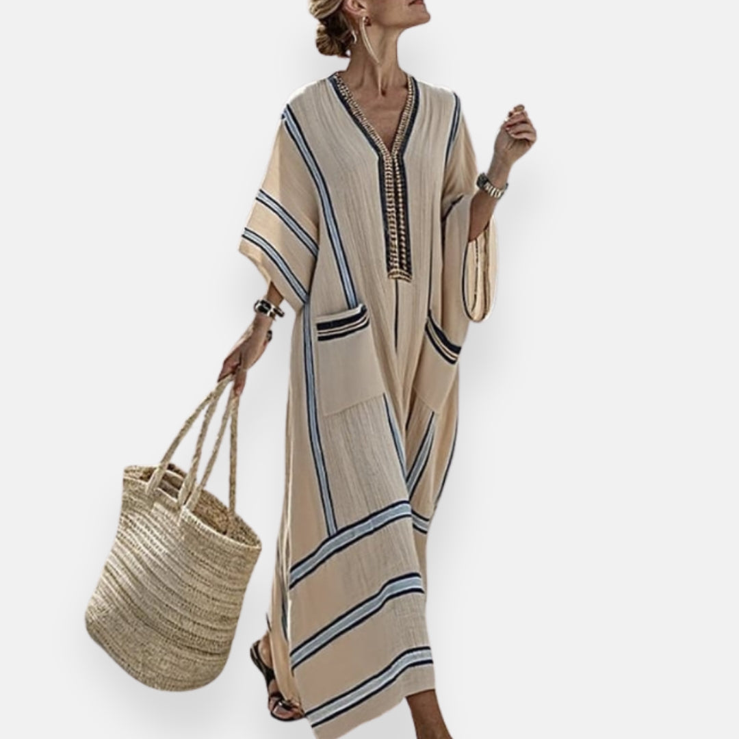Striped Kaftan with Pockets