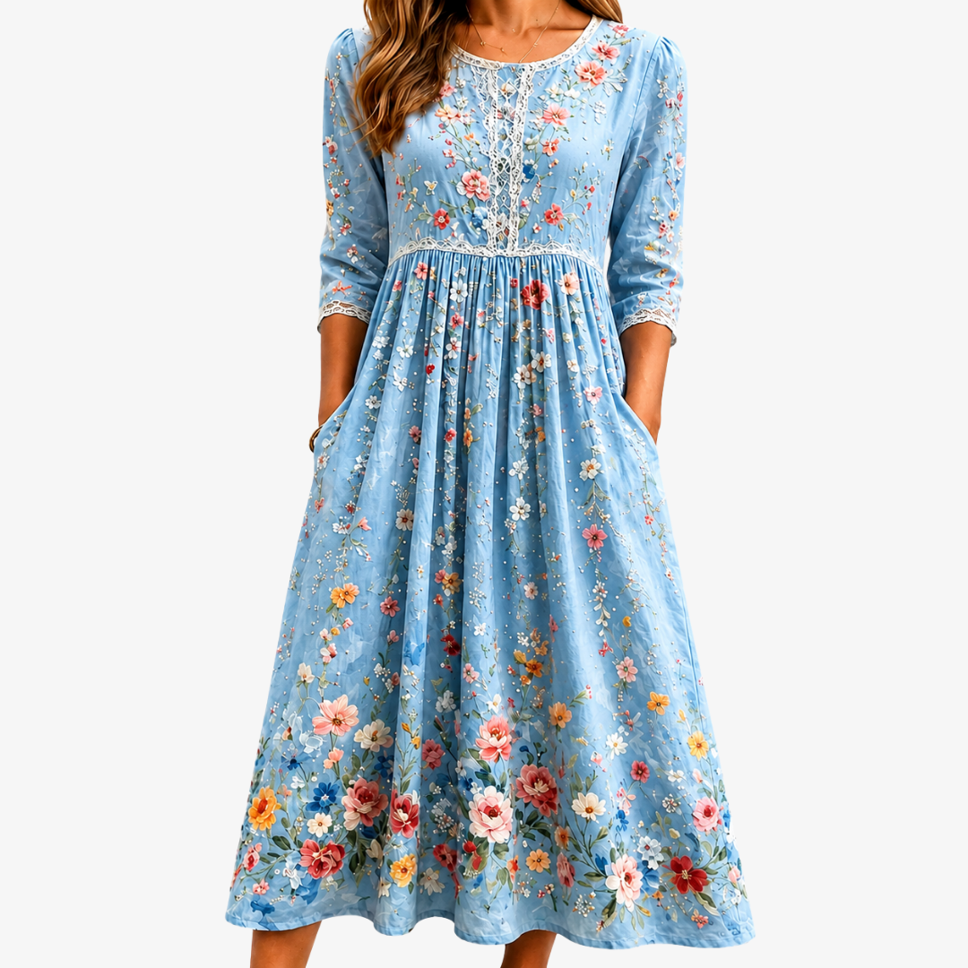 Celestial Flowers Midi Dress