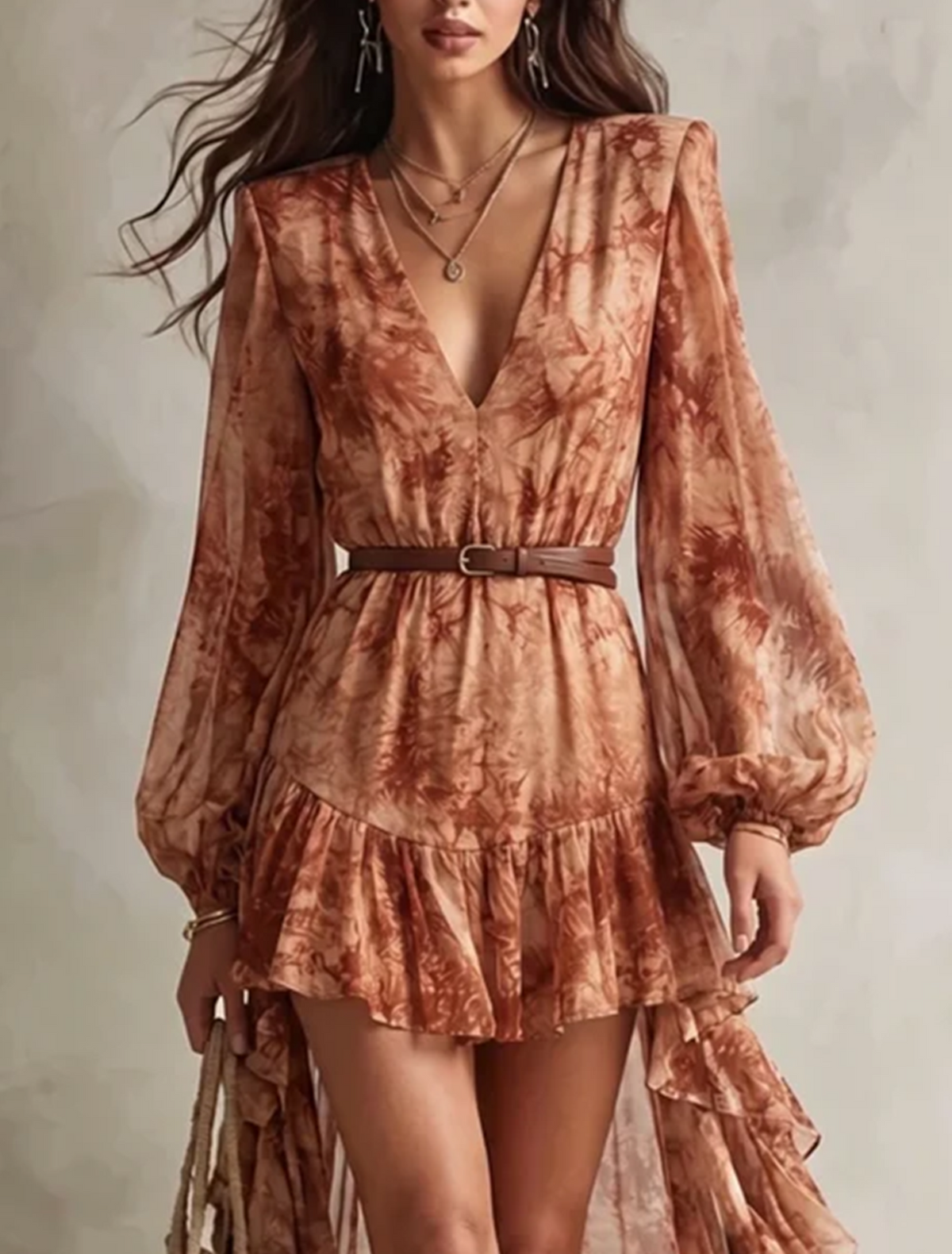 Clémence | Terracotta Floral Mini Dress