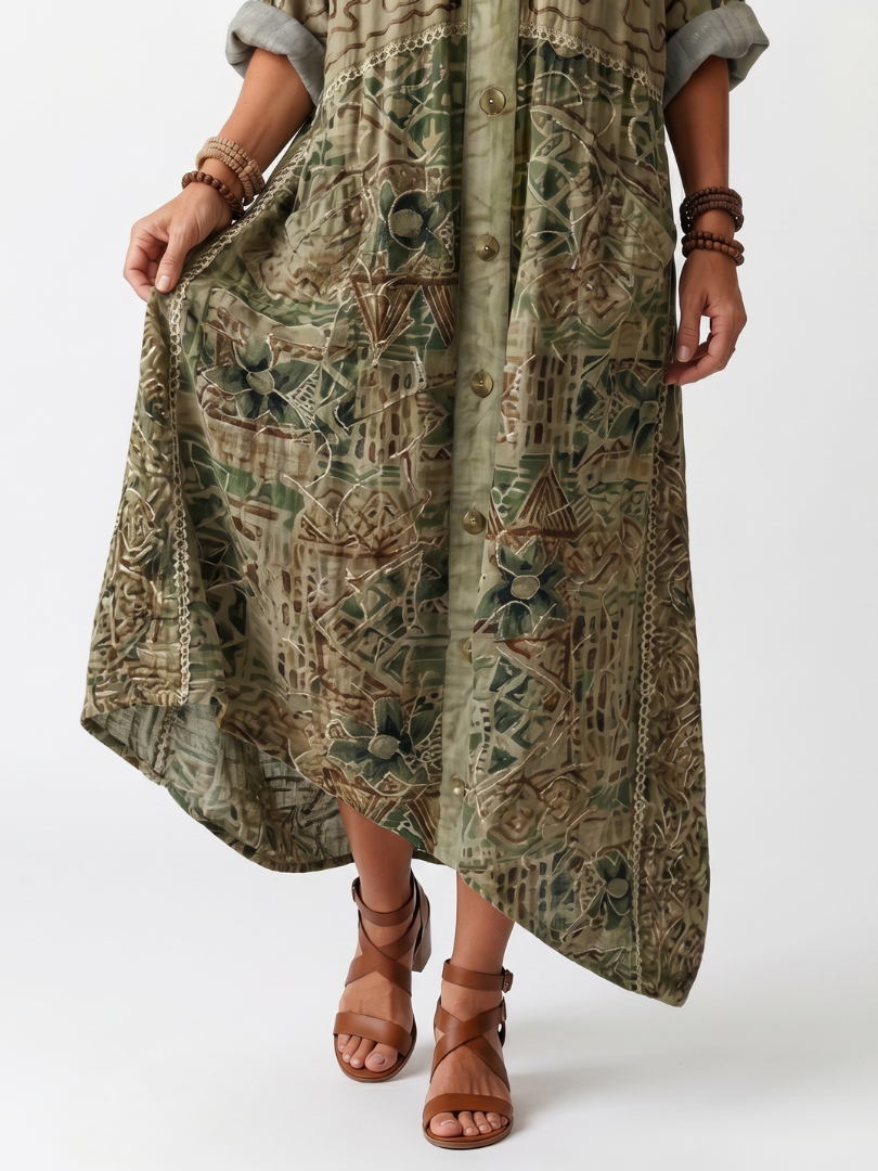 Aleta | Midi Button-Up Dress with Pockets