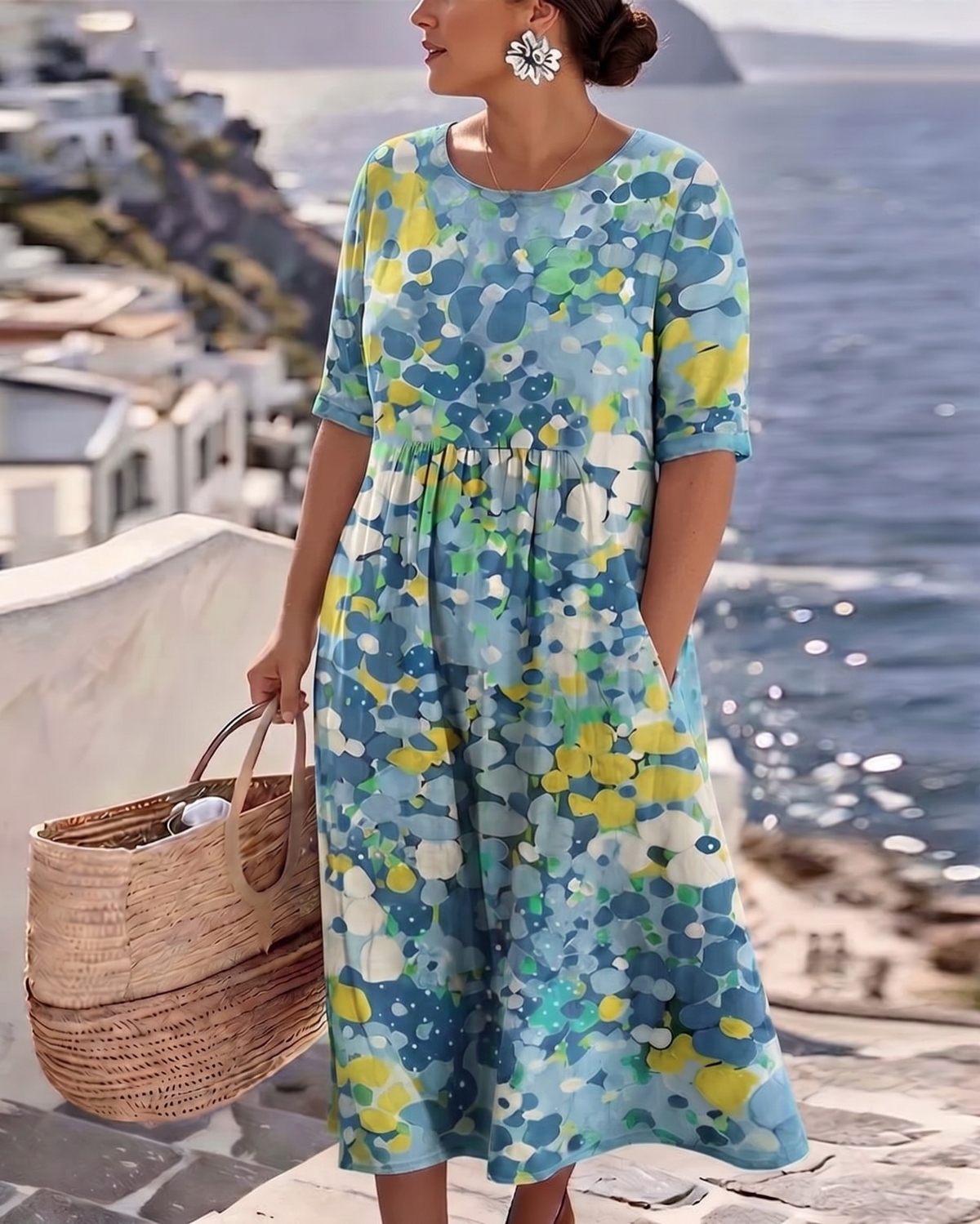 Elegant Floral Summer Midi Dress