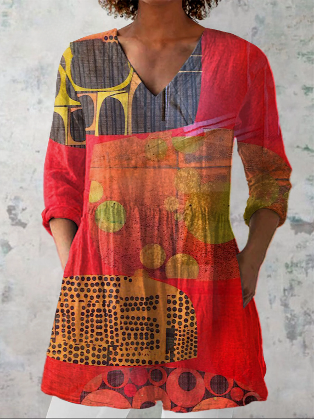 Long V-Neck Blouse