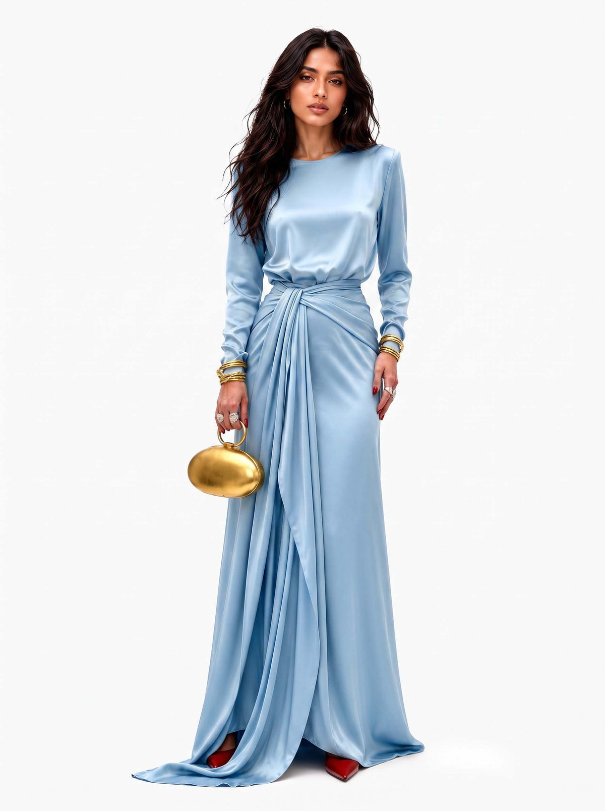 Elegant Maxi Dress in Draped Satin
