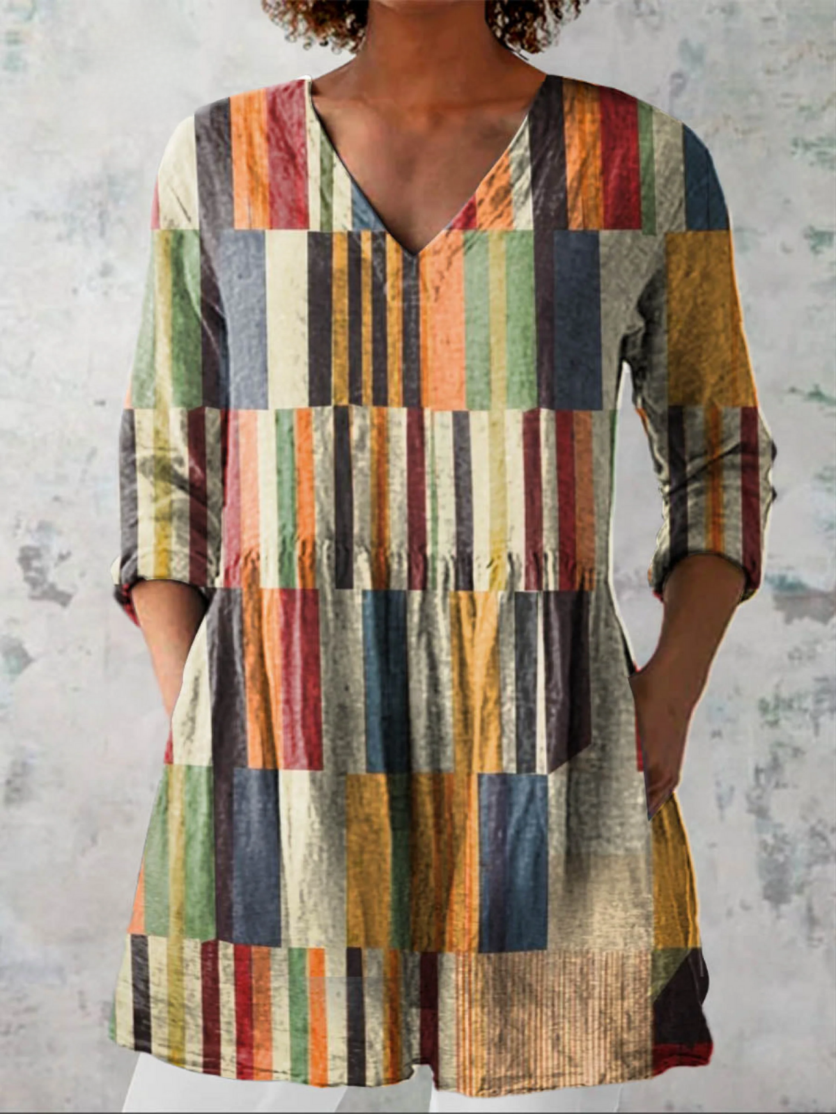 Long V-Neck Blouse