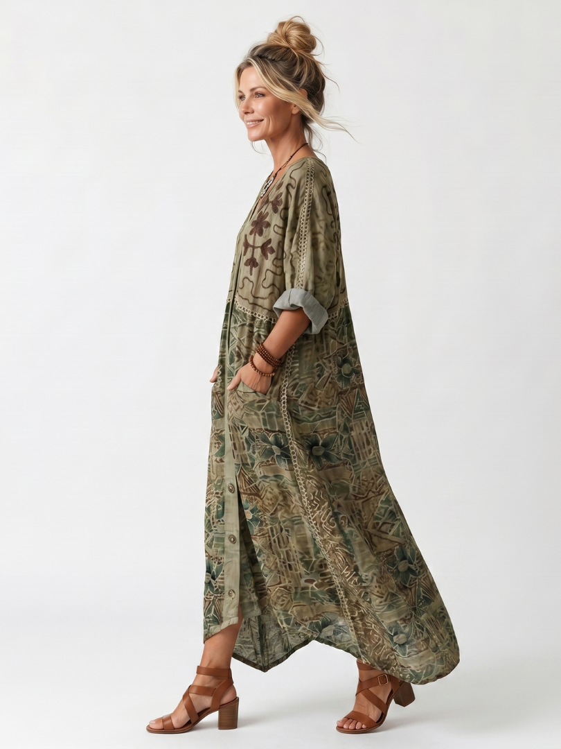 Aleta | Midi Button-Up Dress with Pockets