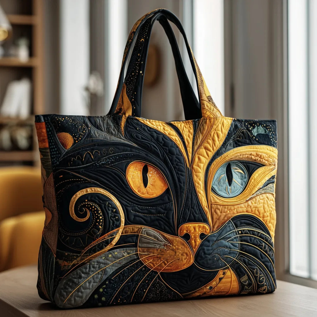 Mystical Cat Quilted Tote Bag