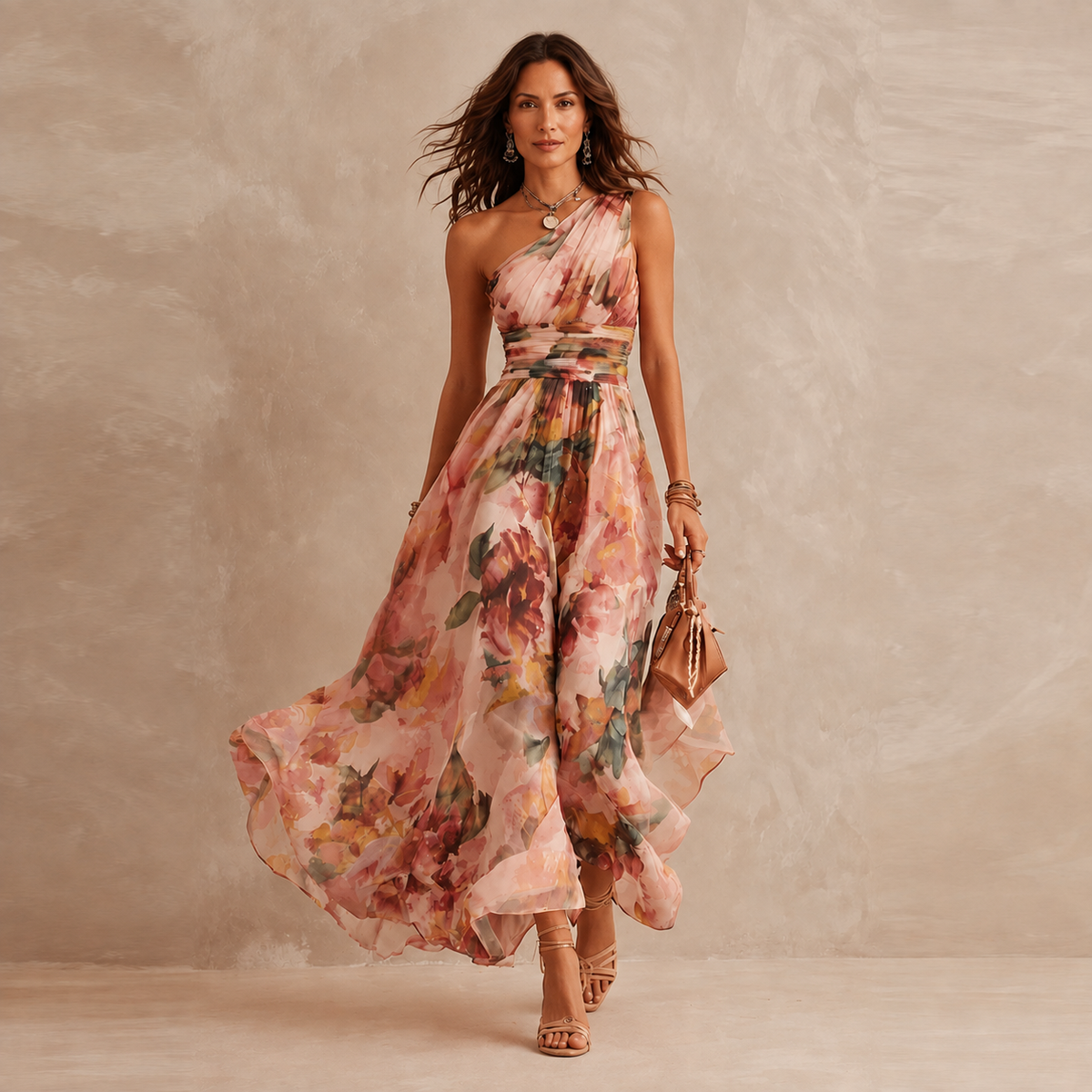 Celeste | One-Shoulder Maxi Dress with Flowers