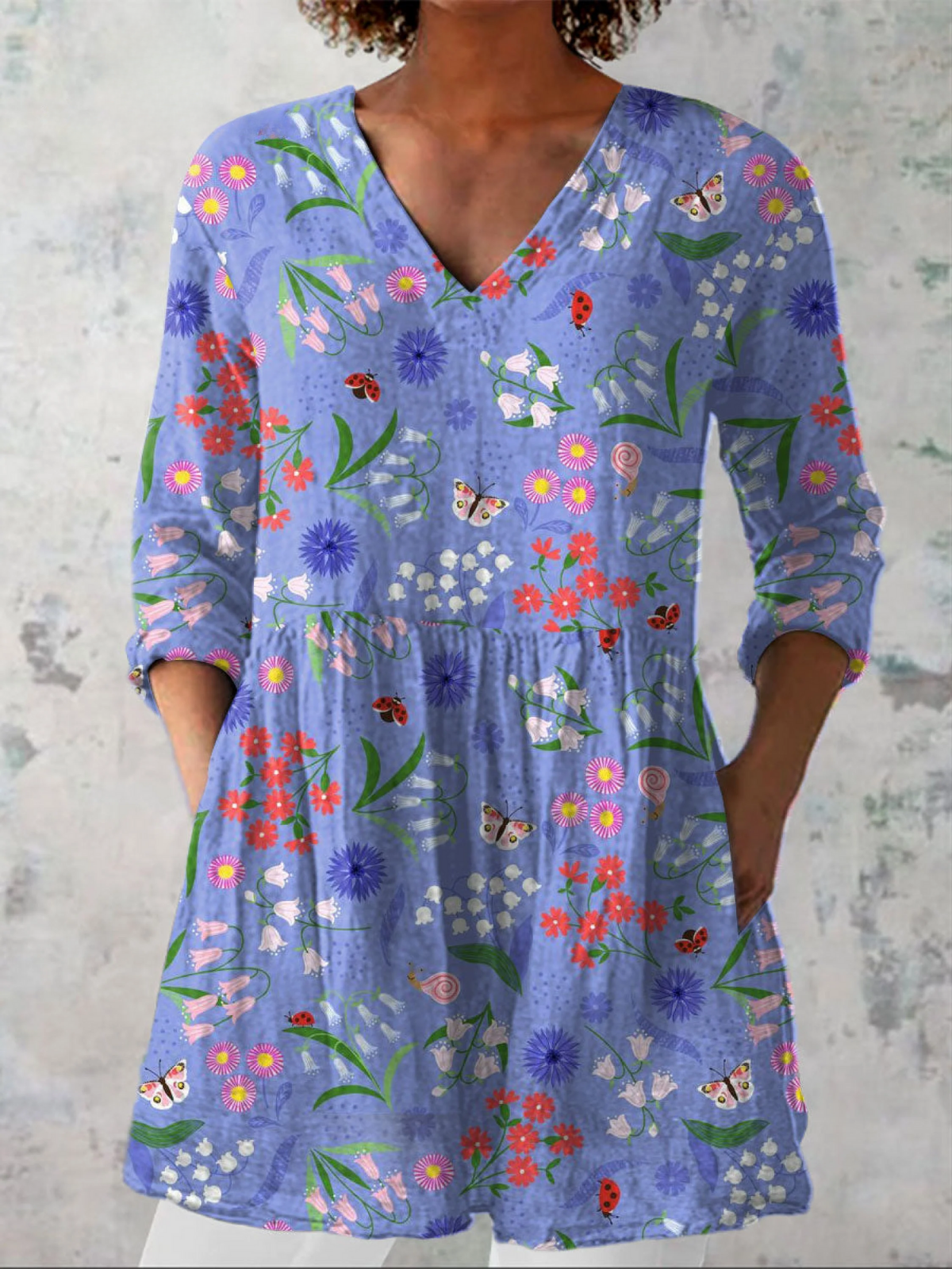 Long V-Neck Blouse