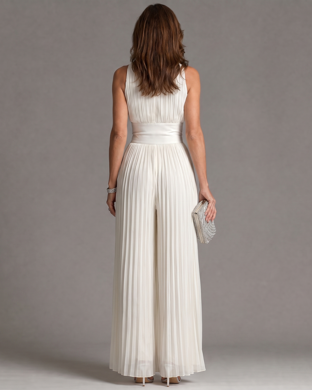 Zaria | Wide Leg Jumpsuit with Pleated Halter Neck