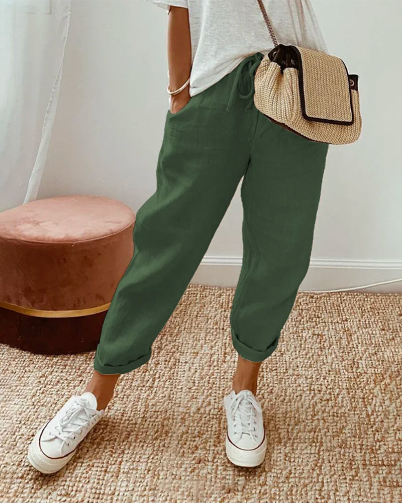 Elegant High-Waisted Casual Pants