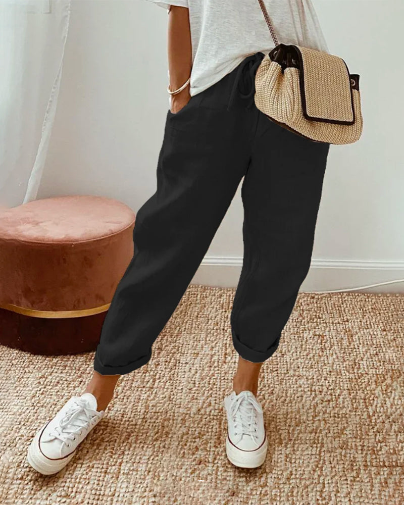 Elegant High-Waisted Casual Pants