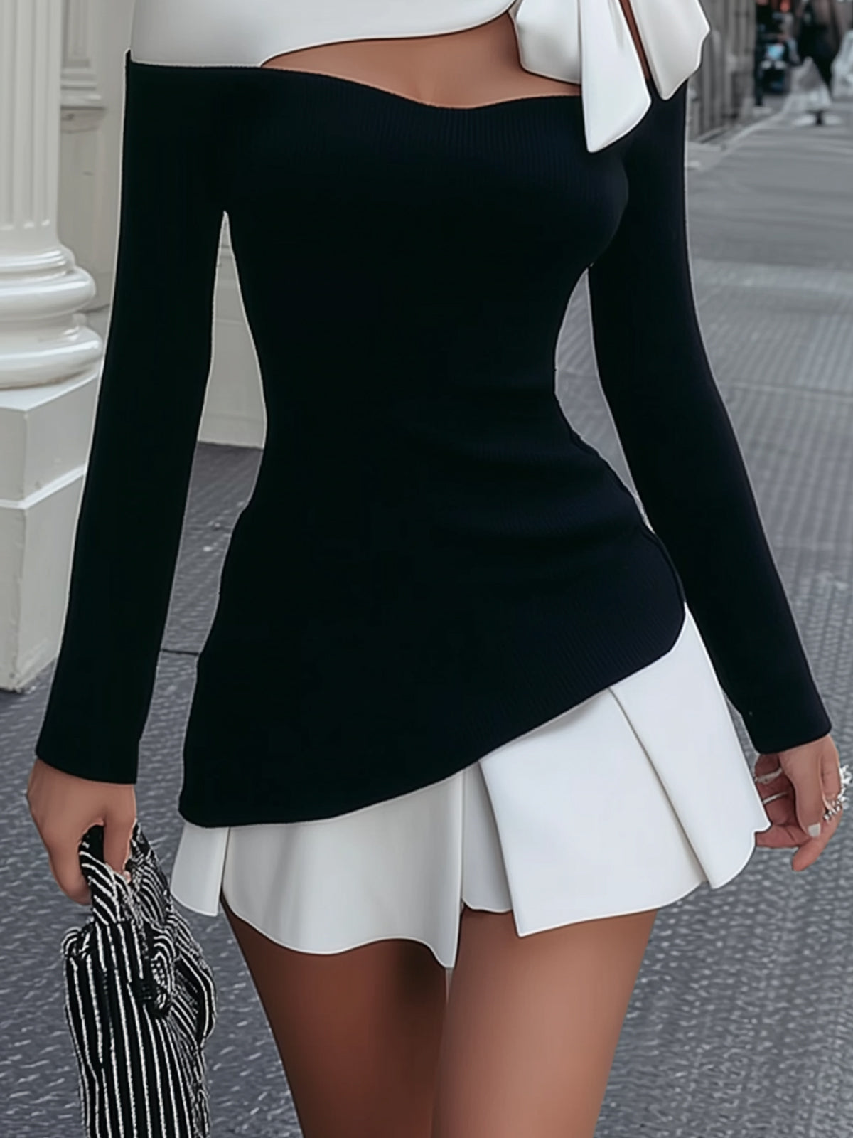 Faustine | Black & White Mini Dress