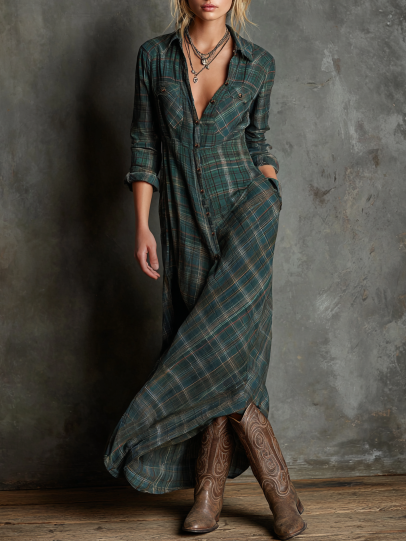 Striped Maxi Dress with Collar