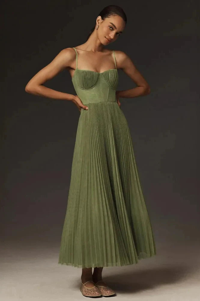 Elegant Pleated Midi Dress