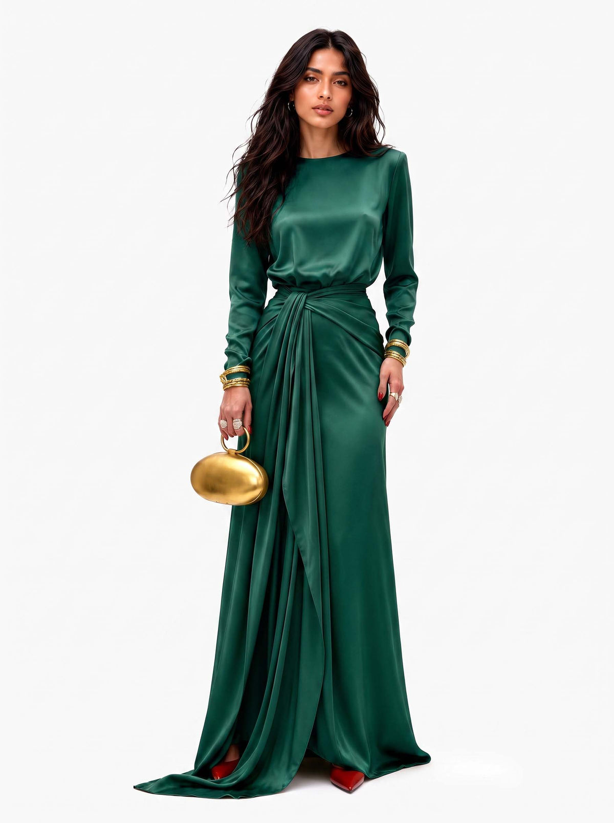 Elegant Maxi Dress in Draped Satin